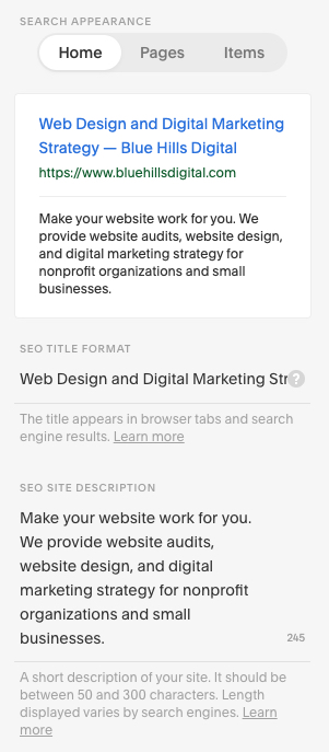 How to edit the homepage SEO title on Squarespace