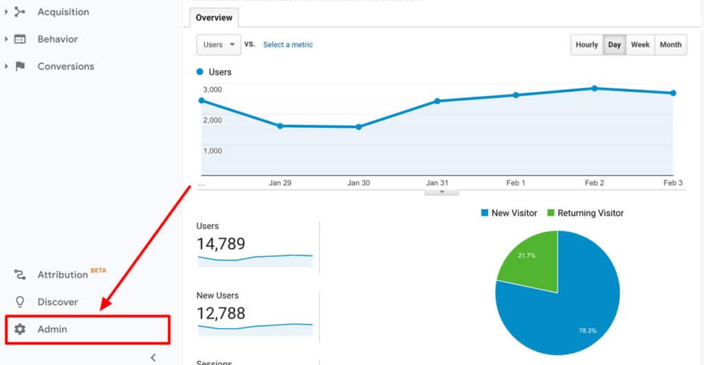 Open Google Analytics admin settings