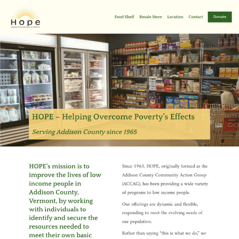 Screenshot from the HOPE website