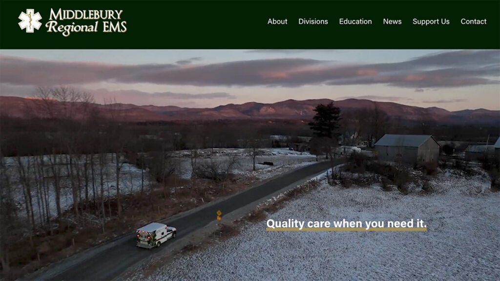 Website Screenshot: Middlebury Regional Emergency Medical Services