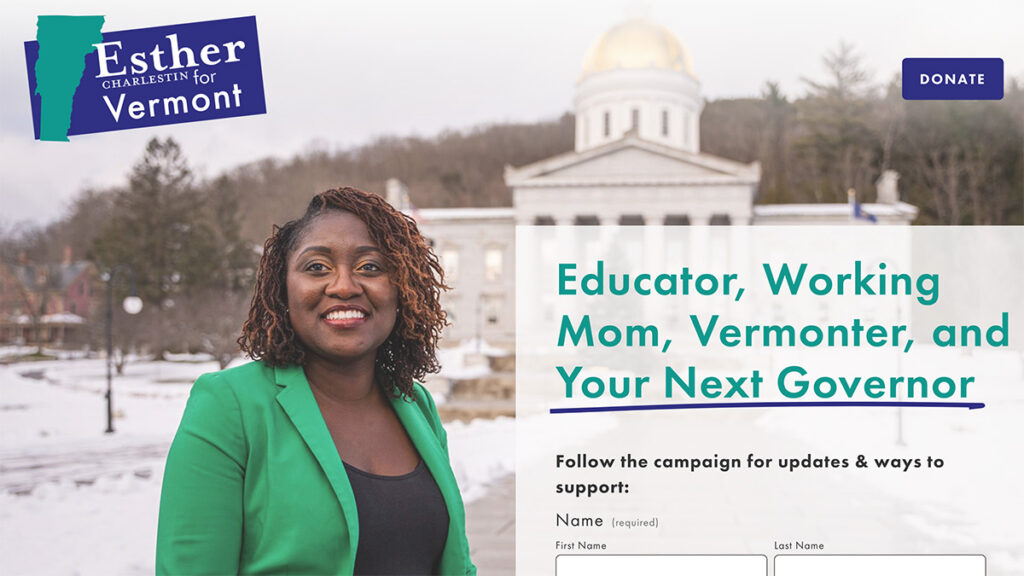 Website Screenshot: Esther for Vermont