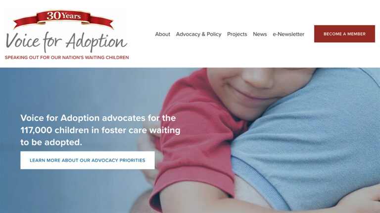 Website Screenshot: Voice for Adoption