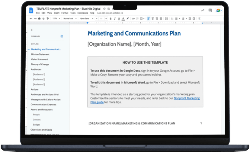 Nonprofit Marketing Plan Template