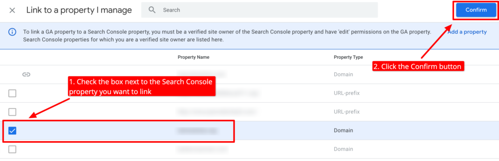 GA4 Choose Search Console account step 2