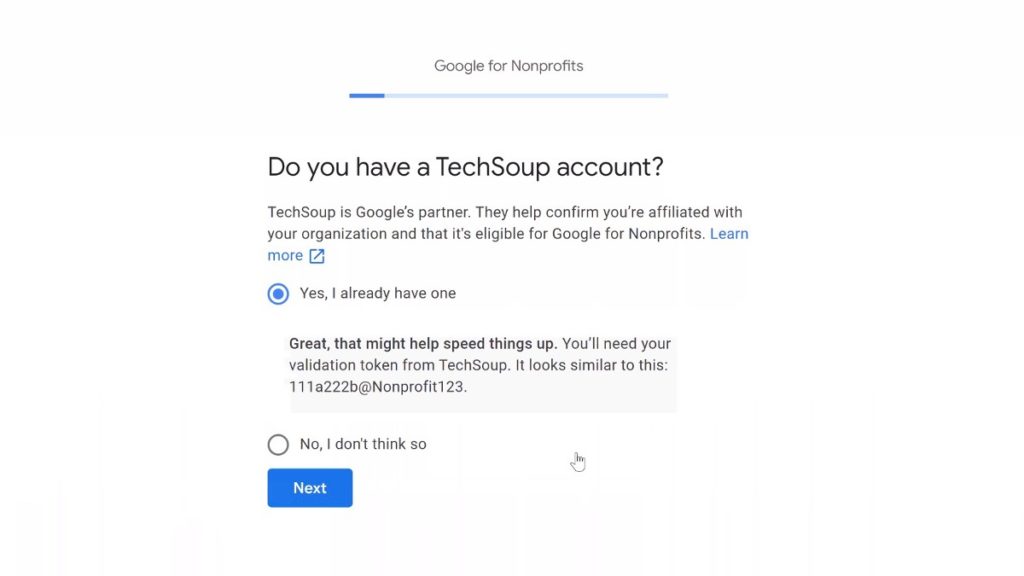 Google for Nonprofits application, TechSoup account question