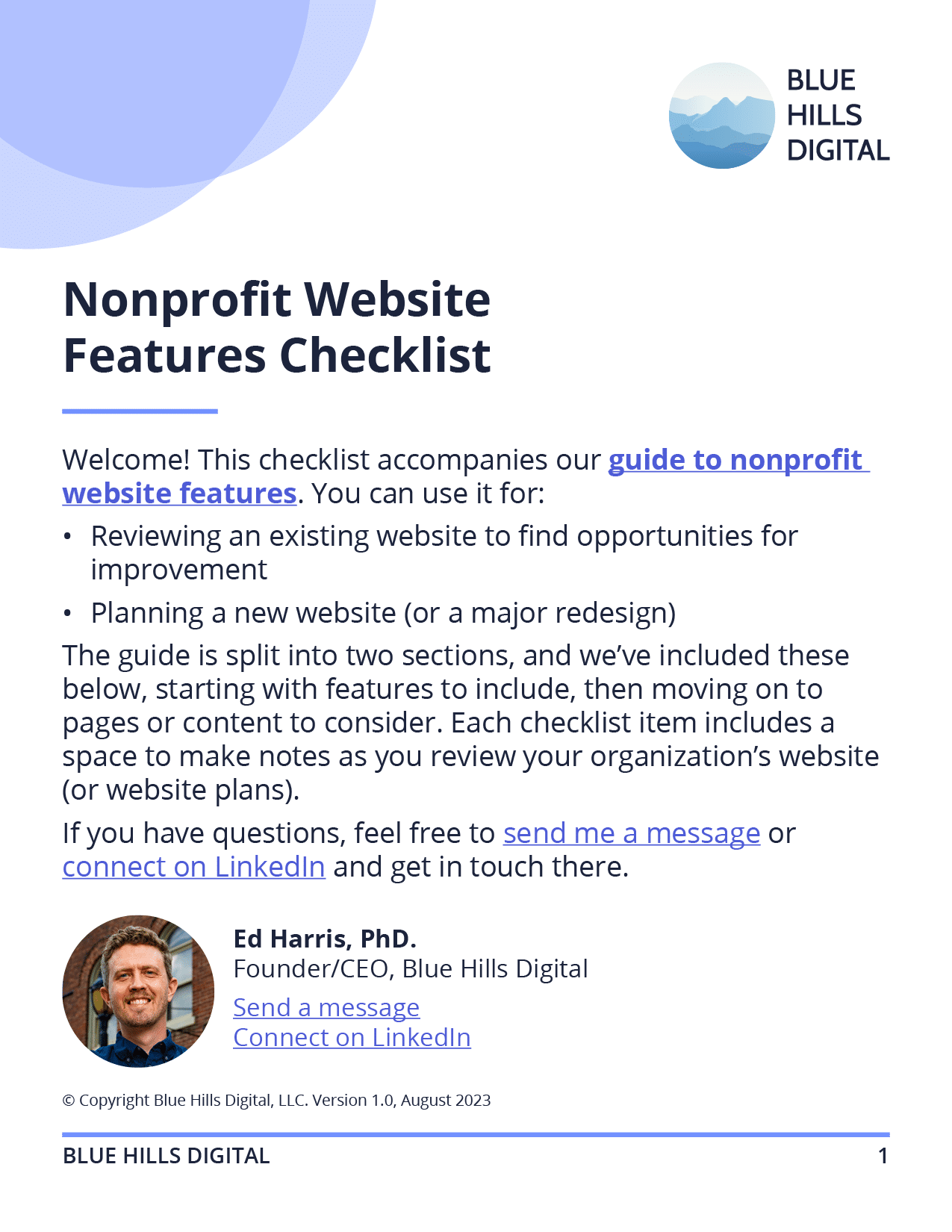 Nonprofit Website Features Checklist
