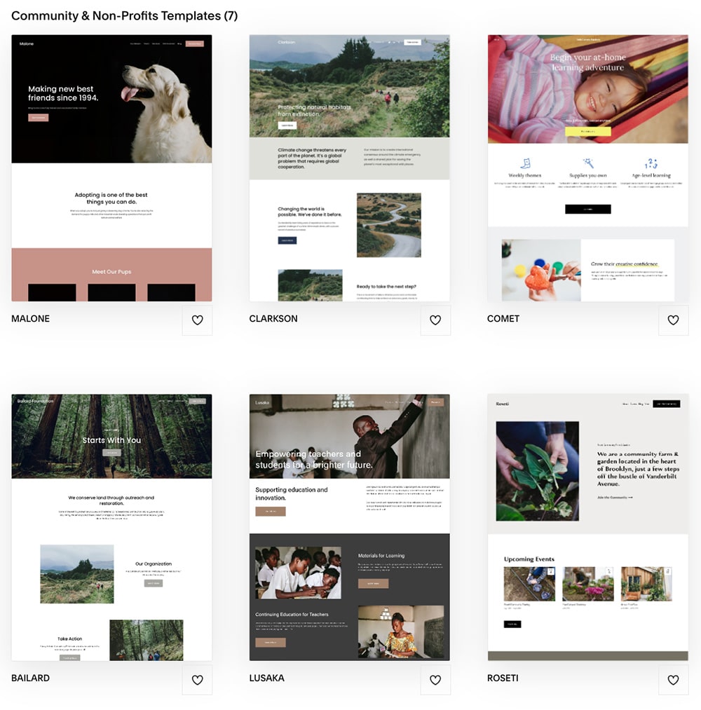 Squarespace Nonprofit Website Templates